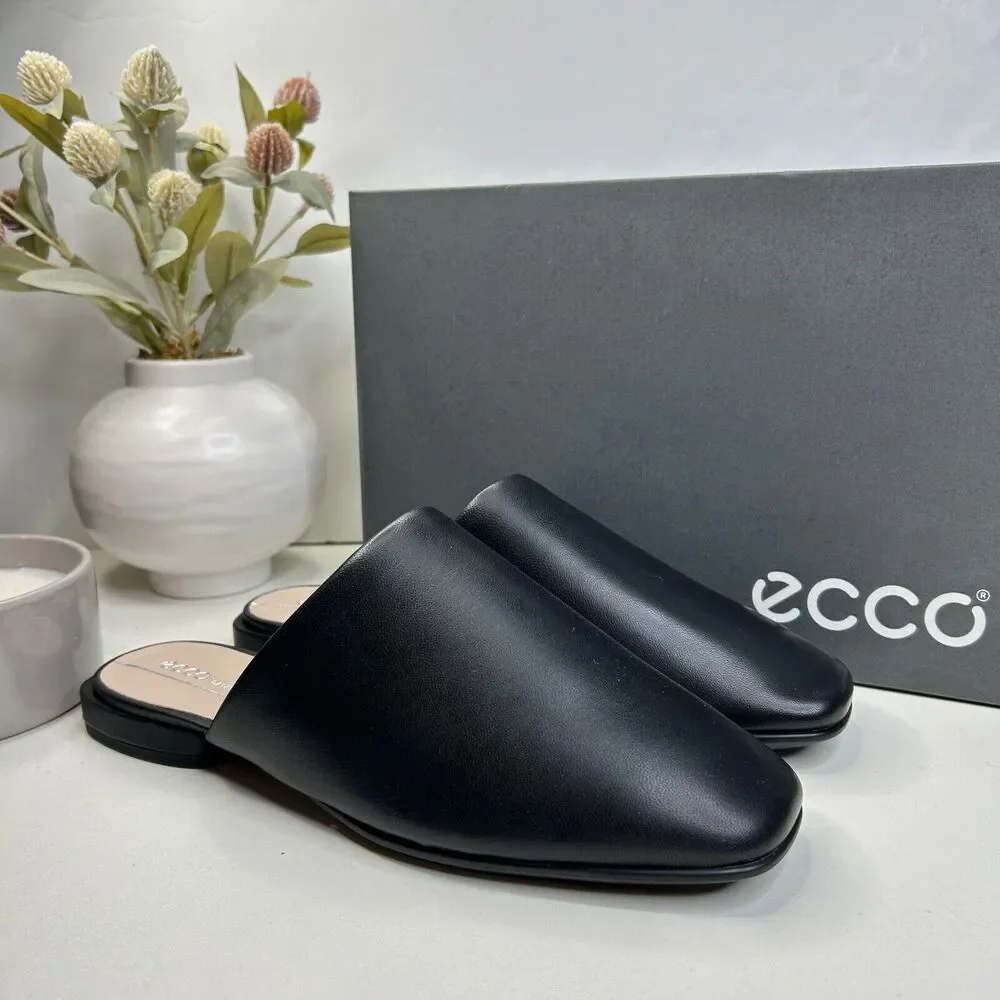 ECCO Anine Squared Buttery Soft Leather Flats Black 208293 Women's 40/9.5 NWB